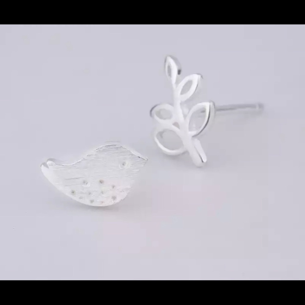 bird and leaf earrings